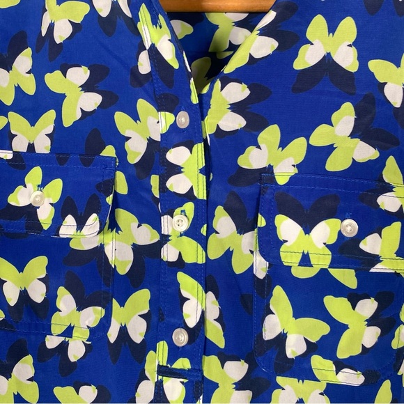 GAP Printed Butterfly Long Sleeve Tunic Dress Henley Crew Neck - Picture 3 of 9